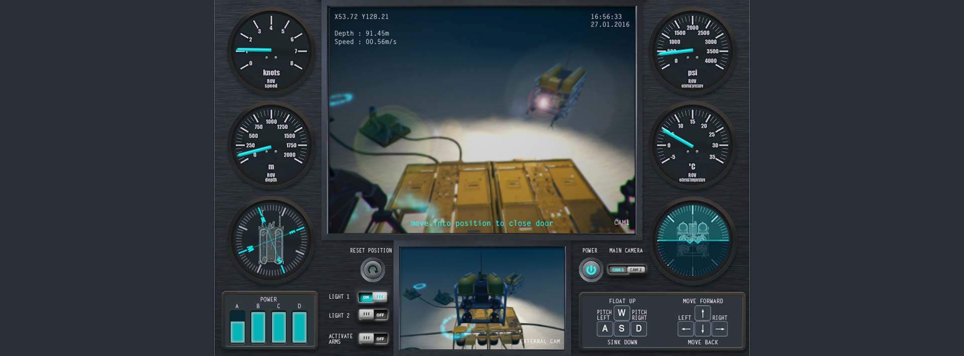 ROV simulator dashboard